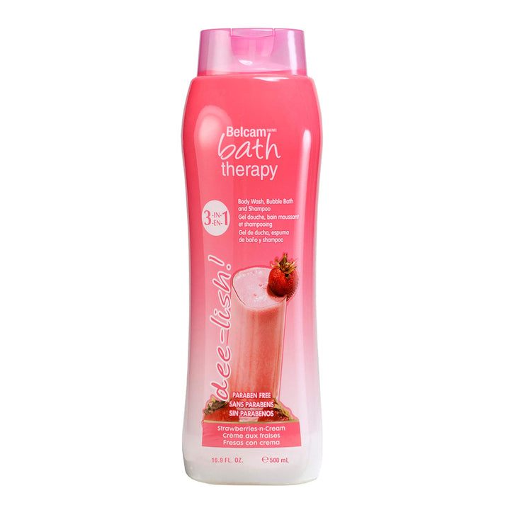 3-In-1 Strawberries and Cream Body Wash, Bubble Bath, and Shampoo, 16.8 Fluid Ounce