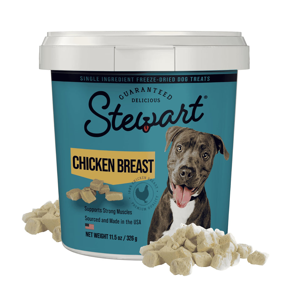 Single Ingredient Freeze Dried Raw Dog Treats, Chicken Breast, 11.5 Ounce Resealable Tub, Training Treats or Meal Topper for All Size Dogs, High Protein, Grain-Free, Gluten-Free