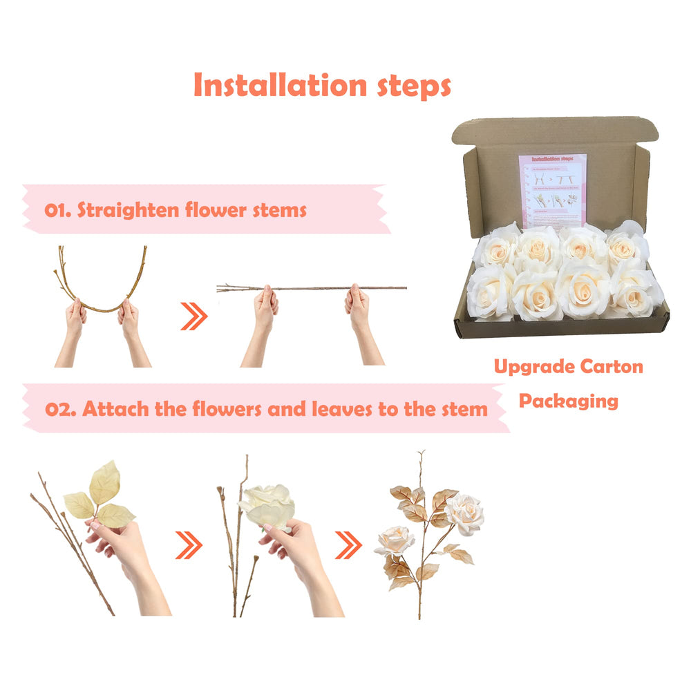 Artificial Flowers Roses Fake Flowers Silk Flowers Real Looking with Stems for DIY Wedding Bouquets Centerpieces Arrangements Party Home Decorations and Outdoors (4pcs White)…