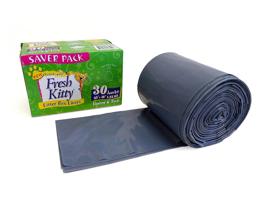 30 Count Litter Box Liners Super Thick, Durable, Easy Clean Up Jumbo Scented, Bags with Ties for Pet Cats