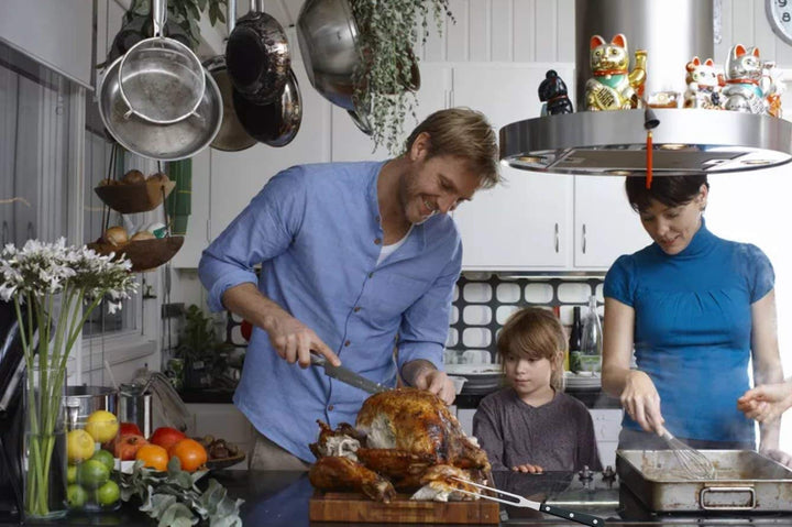 Carving Knife Set for Meat Turkey, Set of 2 Stainless Steel Carving Fork Guard and Slicer Home Gourmet BBQ Tools Cutlery Knives for Brisket Meat Roast Ham