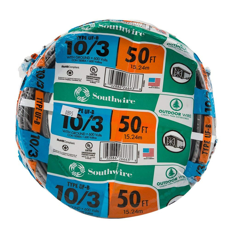 13059122 50' 10-3 Gray Solid CU UF-B W/G Cable