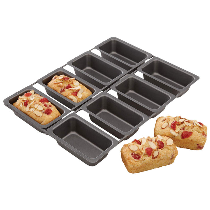 Professional 8-Cup Non-Stick Linked Mini Loaf Pans, 12.75-Inch-by-9-Inch