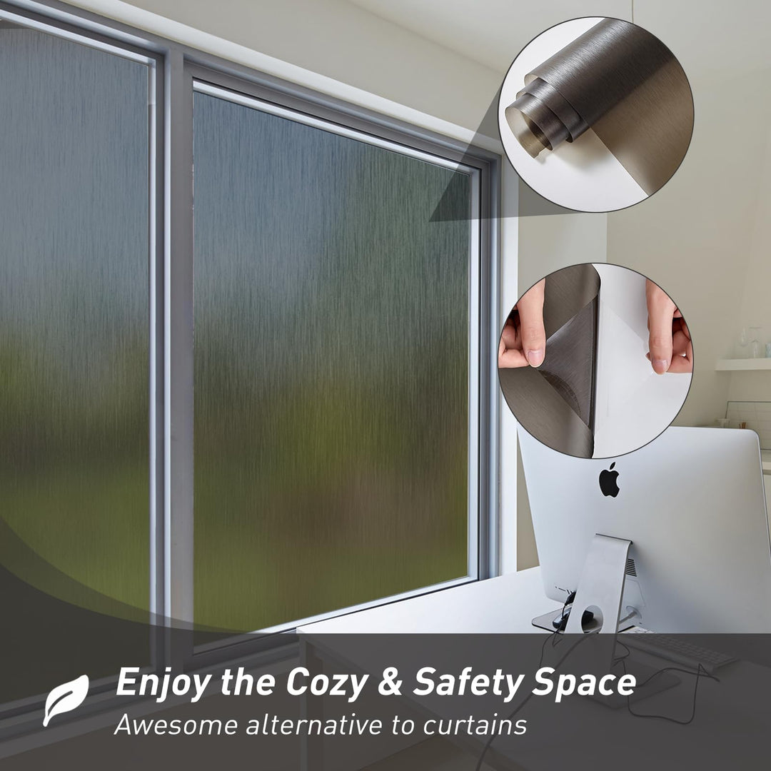 Coavas Window Privacy Film Static Cling, Frosted Glass 