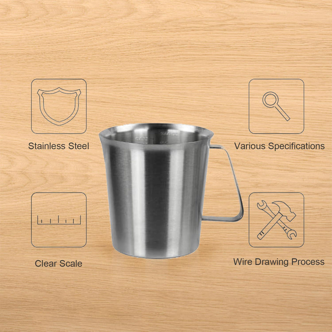 Measuring Cup with Handle 24 Ounce 304 Stainless Steel Graduated Beaker 700ml Measuring Beaker for Lab Kitchen Restaurants Bars 1Pcs