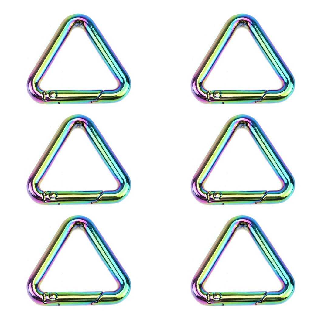 Rainbow Carabiner Snap Clip Triangular Spring Keychain Clips Keyring Buckles Locking Hooks Spring Snap Hooks Pack of 6