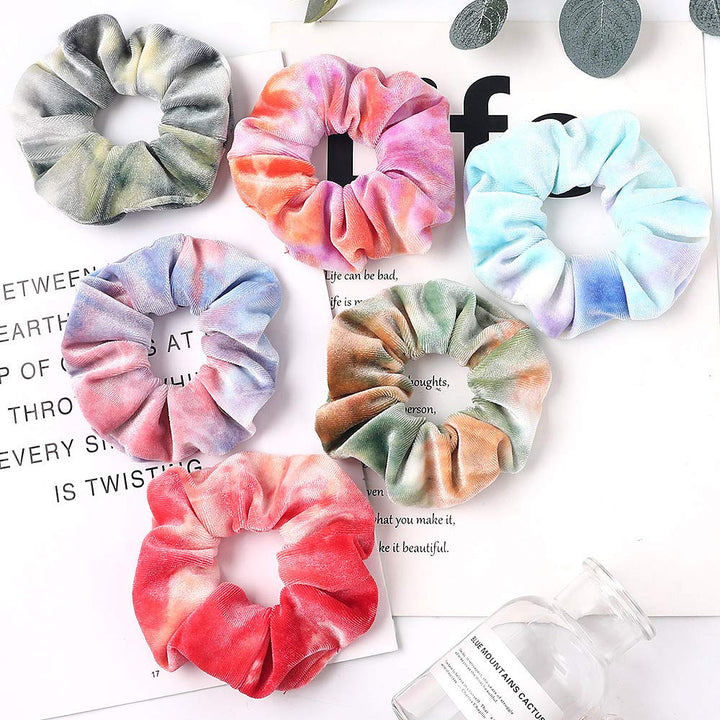 Premium Velvet Macaron Theme Hair Scrunchies Tie Bobbles Rainbow Hair Bands Scrunchy Hair Tie Ropes Lce Cream Color for Women Hair Elastic Bandss (6 PCS Multi-colored)