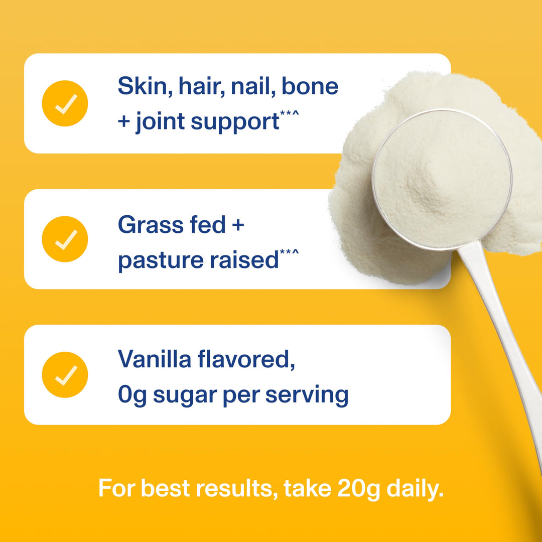Collagen Peptides Powder Vanilla - Supports Hair, Skin, Nails, Bones, Joints, Powder for Women