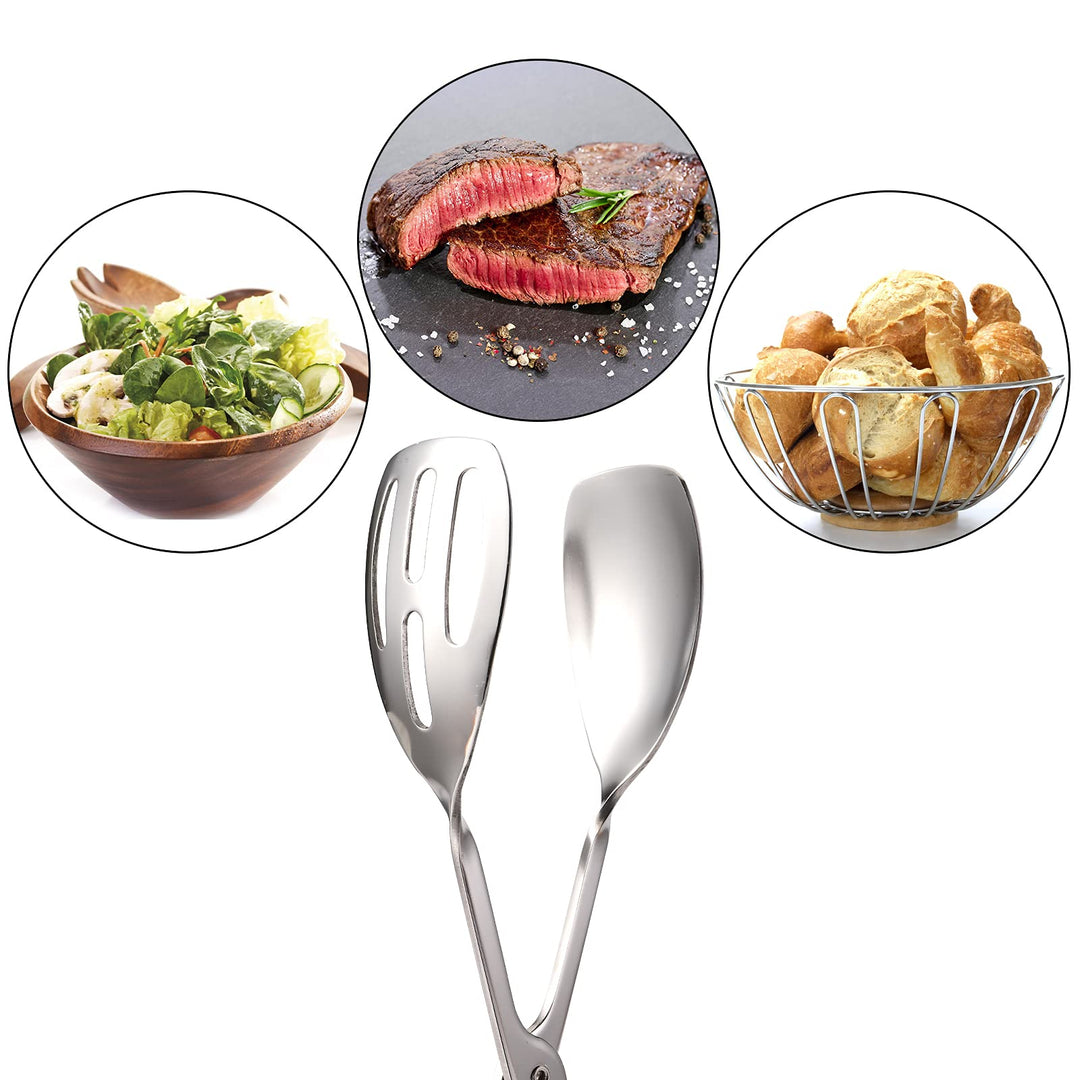 2 Pack Buffet Tongs Salad Tongs, 10 Inch Stainless Steel Food Serving Tongs Bread Tongs with Scissor Handles for Kitchen, Party