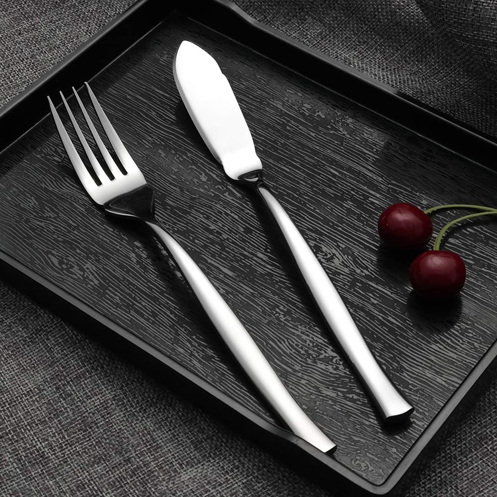 8-Piece Stainless Steel Fish Forks Fish Knives, Fish Serving Fork and Fish Serving Knife
