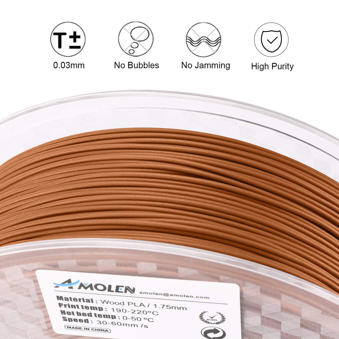 PLA 3D Printer Filament, Pla Filament Red Wood PLA Printing Filament 1.75mm 15% Real Wood,1KG Cherry Wood Color Nature Wood Texture