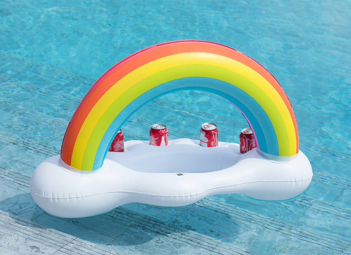 Inflatable Pool Party Cooler - Rainbow Cloud Drink Holder Luau Hawaiian Tropical Beach Themed Birthday Easter Party Decorations Favors Supplies Decor Blow Up Drink Cooler Outdoor Kids Adults