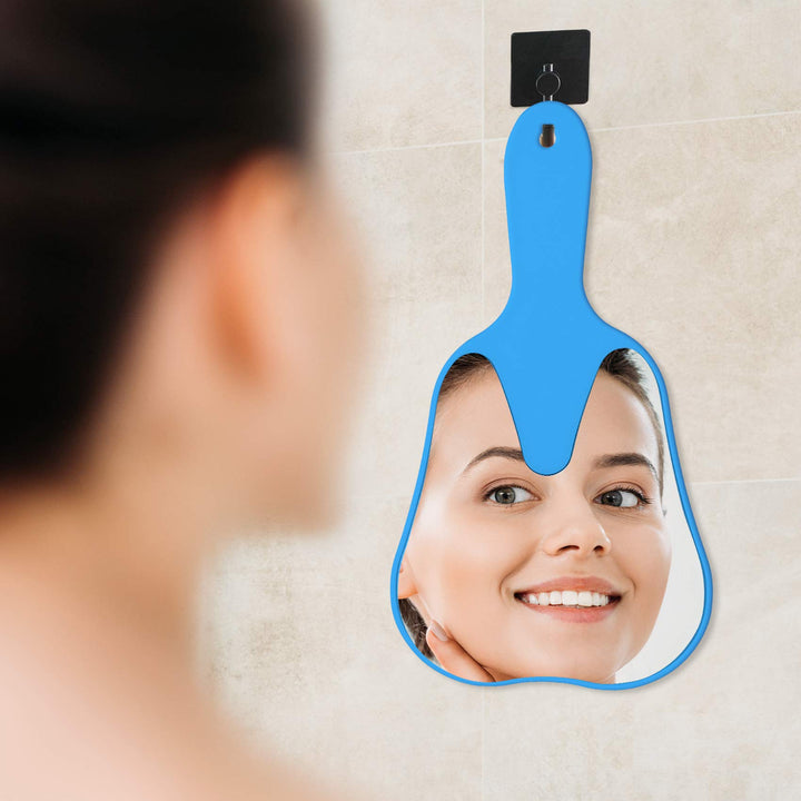 Annhua Handheld Mirror Small with Handle Blue, Hand Mirror Tooth-Shaped Kids Makeup Mirror Cute for Salon|Barber|Hairdressing - Easy to use & Lightweight