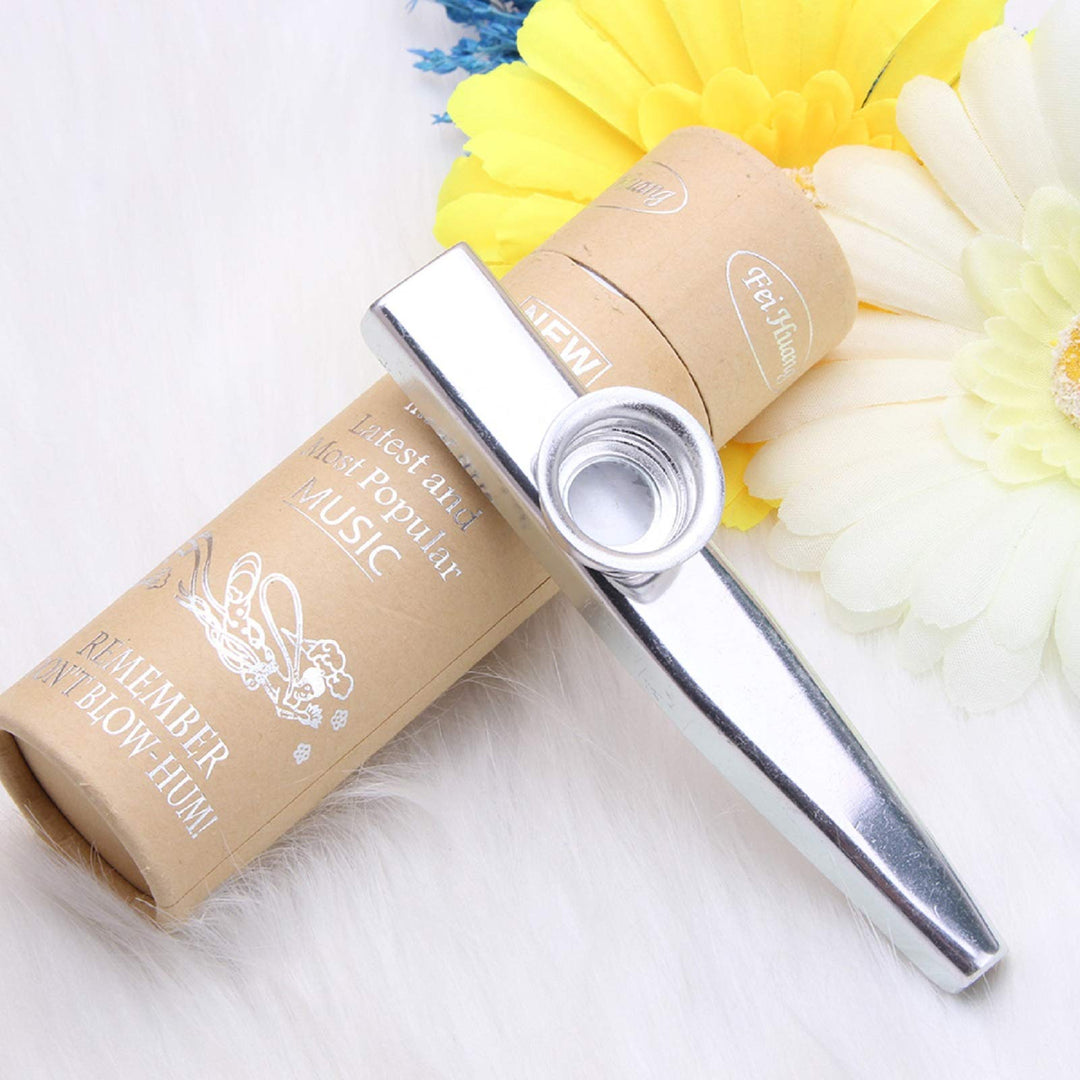 Kazoo Silver Aluminum Alloy with Five Membrane Flute Diaphragm Mouth Kazoos Musical Instruments