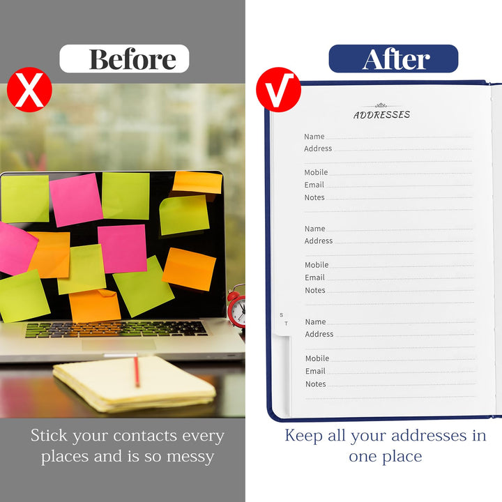 JUBTIC Address book with Alphabetical Tabs, Hardcover P