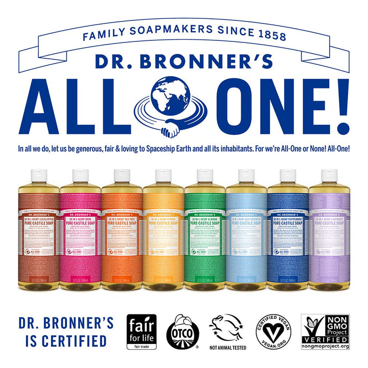 Dr. Bronner&#39;s - Pure-Castile Liquid Soap (Lavender, 32 ounce, 2-Pack) - Made with Organic Oils, 18-in-1 Uses: Face, Body, Hair, Laundry, Pets and Dishes, Concentrated, Vegan, Non-GMO
