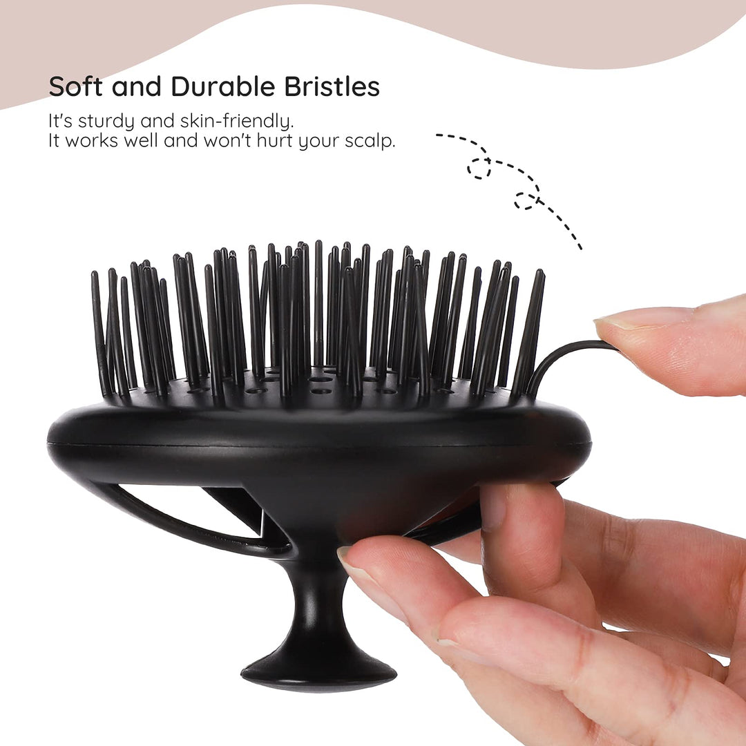 Shampoo Brush, 2 pcs Scalp Massager Floriated Shower Comb Long Short Teeth Set for Curly Hair, Scalp Massage Brush for Hair Growth Beard Brush Pet Grooming Wet Dry Hair Care Brushes Black
