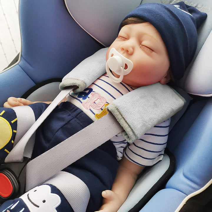 Car Seat Strap Covers for baby kids, Seat belt covers strap pads cushion for boy girl, protect neck and shoulder rubbing, anti-slip design, universal for Stroller/Carrier/Pushchair grey