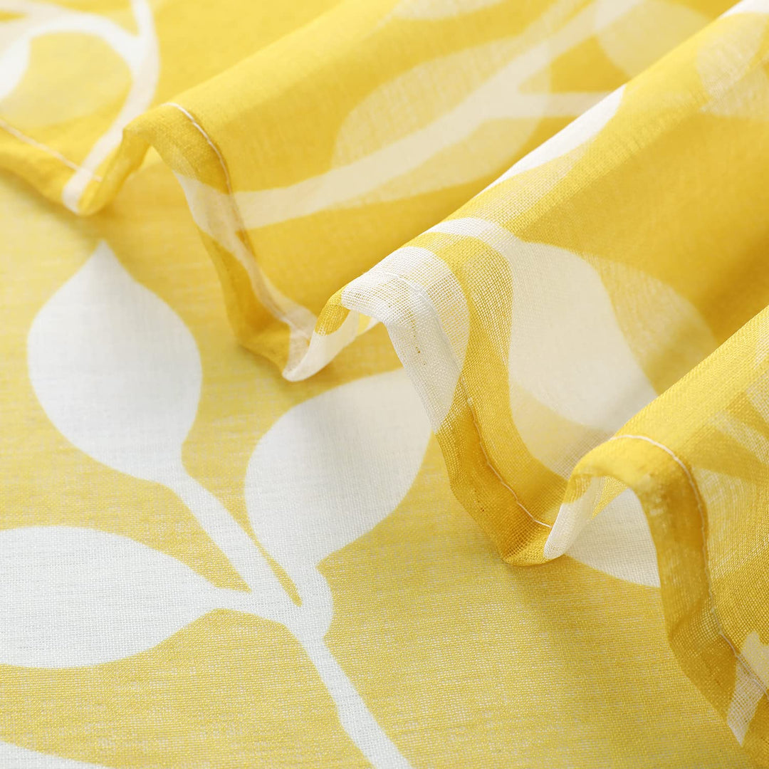 Spring Yellow Curtains for Bathroom Window,Small 2 Panels Rod Pocket Short Sheer Curtains for Bath Room Decor Kitchen Accessories Match Teal Blue,24 Inch Length,Canary Yellow and White