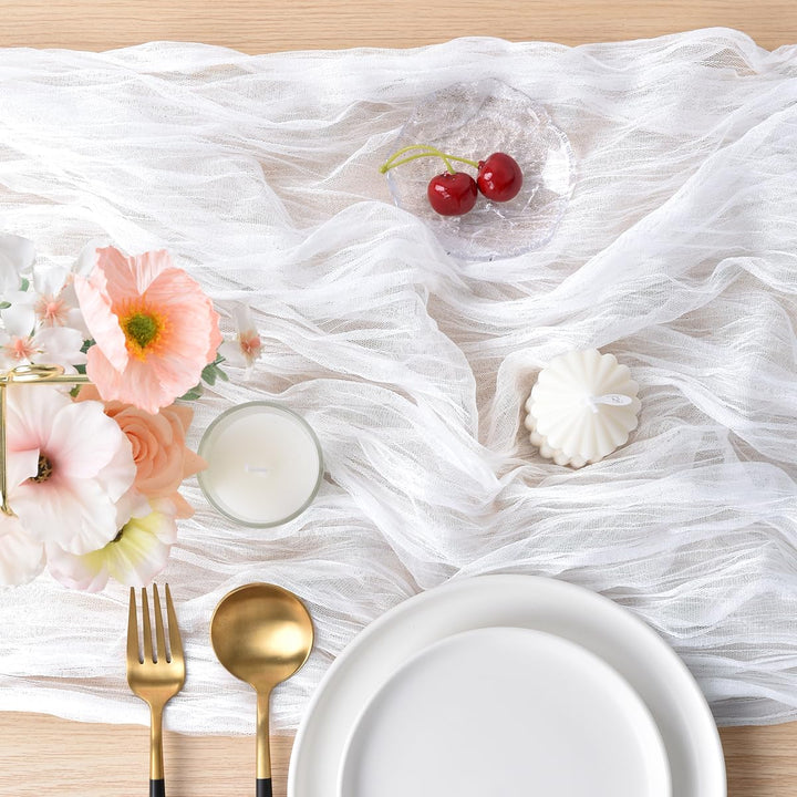 Ivory Cheesecloth Table Runner 10Ft Rustic Gauze Cheese Cloth Table Runner Boho Fall Thanksgiving Table Runner for Wedding Bridal Shower Halloween Decoration