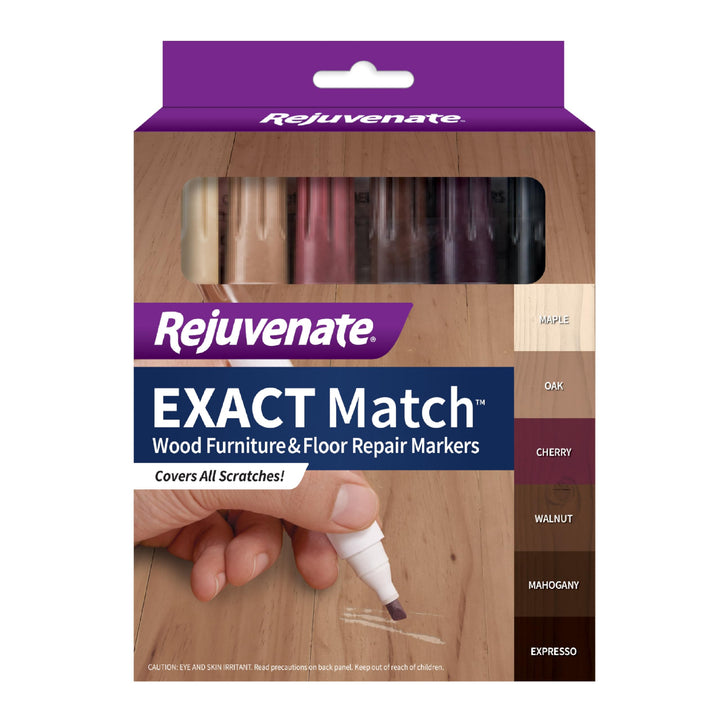 Rejuvenate Wood Furniture & Floor Repair Markers, Touch-Up Markers Fills In Scratches, Maple Oak Cherry Walnut Mahogany Espresso