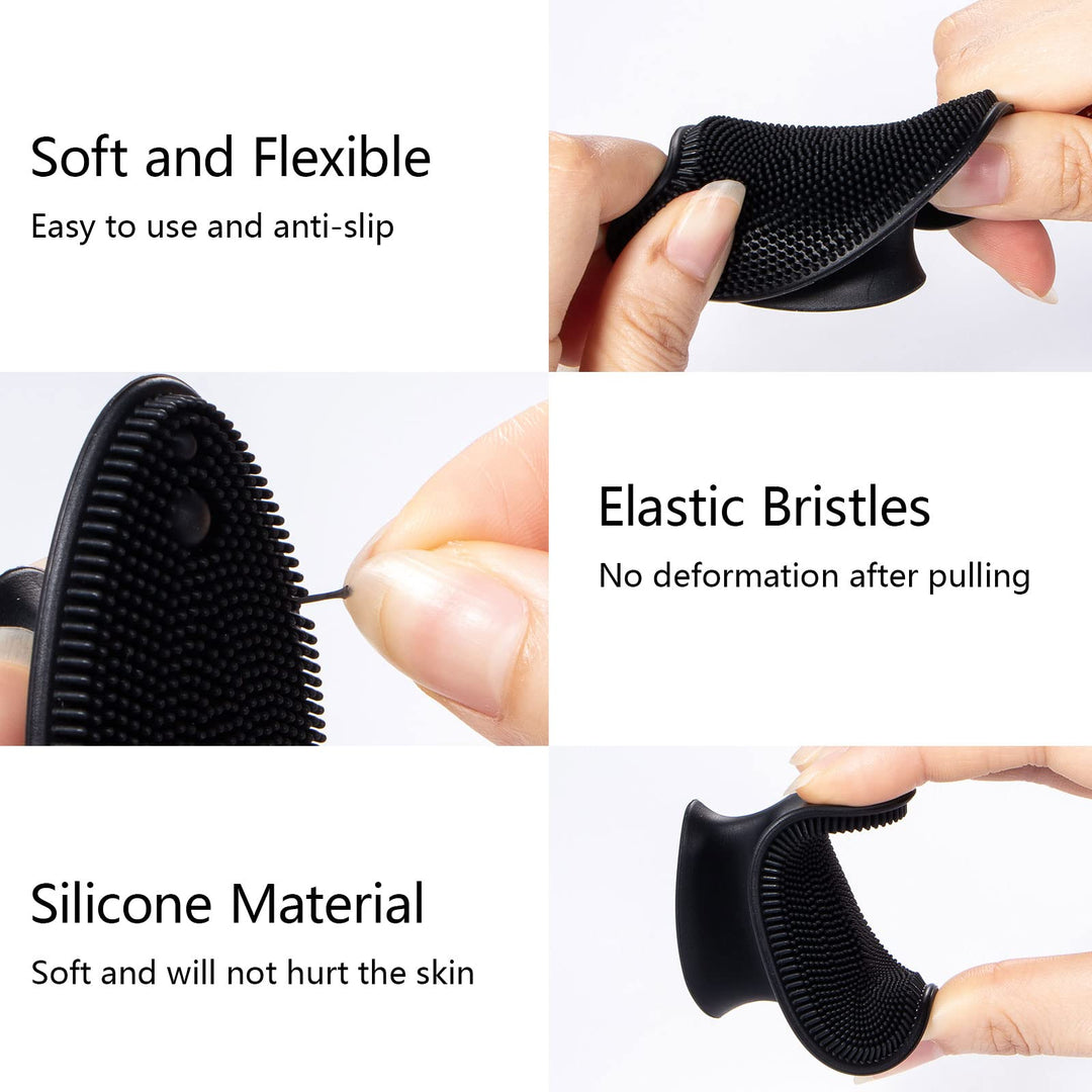 4 Pack Silicone Face Scrubber, Facial Cleansing Brush Soft Silicone Facial Exfoliation and Massage Brush Blackhead Scrubber for Men and Women (Black)