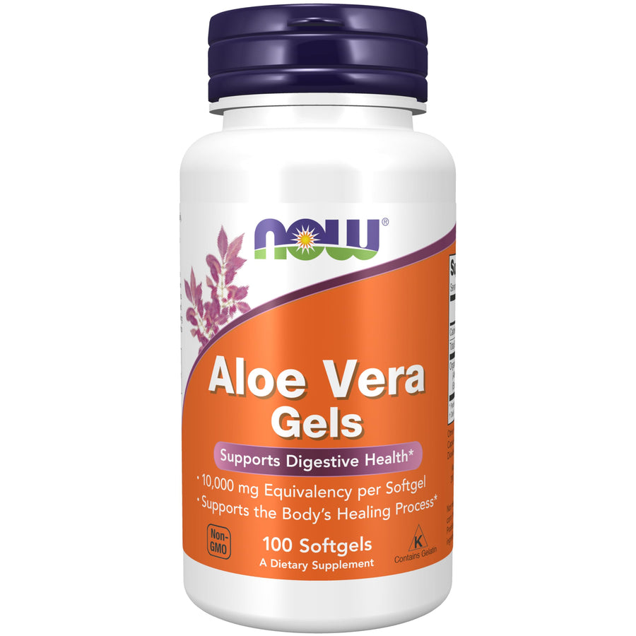 NOW Aloe Vera Gels, 10000mg, 100 Softgels (Pack of 3)