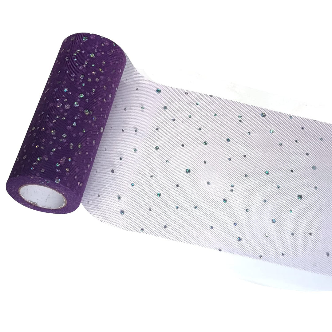 Glitter Purple Sequin Shimmer Tulle Roll 6x 25 Yard- Purple Tulle Spool-Tulle Fabric-Tutu Tulle-Purple Wedding Tulle