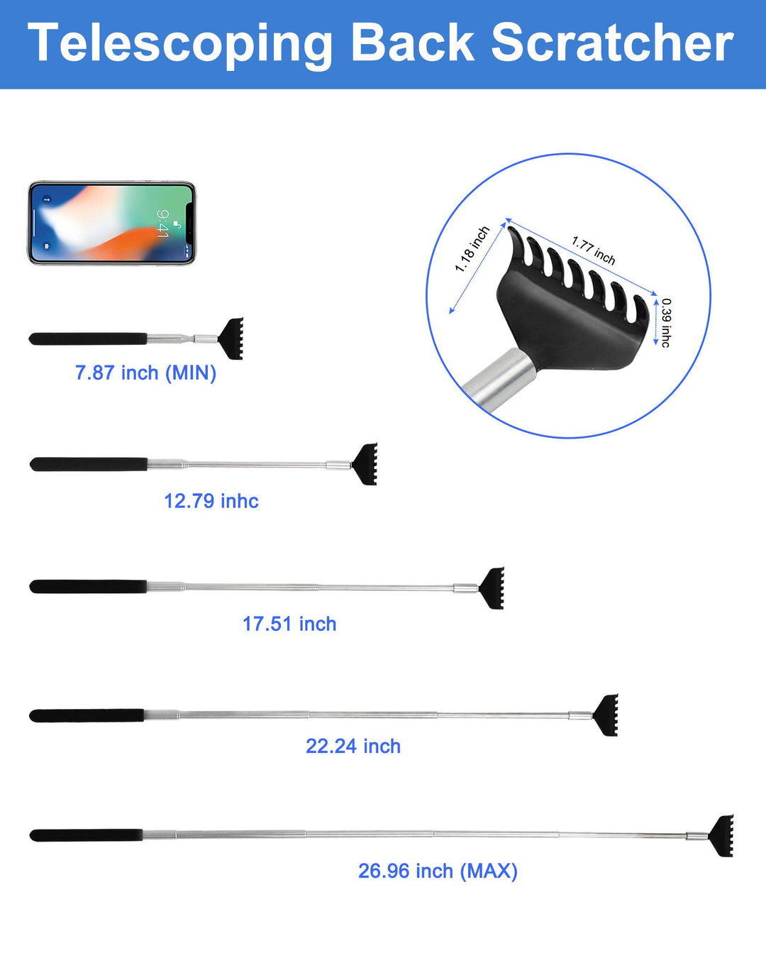 ONEEKK Back Scratcher, 2 Park-Black Mazicla Stainless S