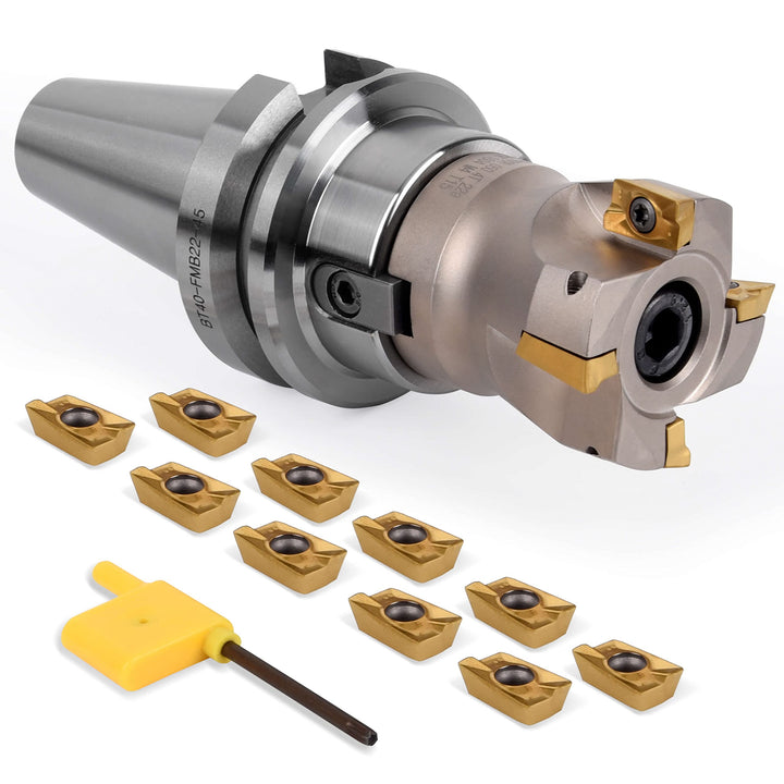 Face Milling Holder CNC Milling Cutter - BT40-FMB22 Shank Face Mill Arbor Mill Cutter BAP400R 50-22-4T with Indexable Insert APMT1604 - (Milling Cutter+10 Inserts+Arbor) Supplied