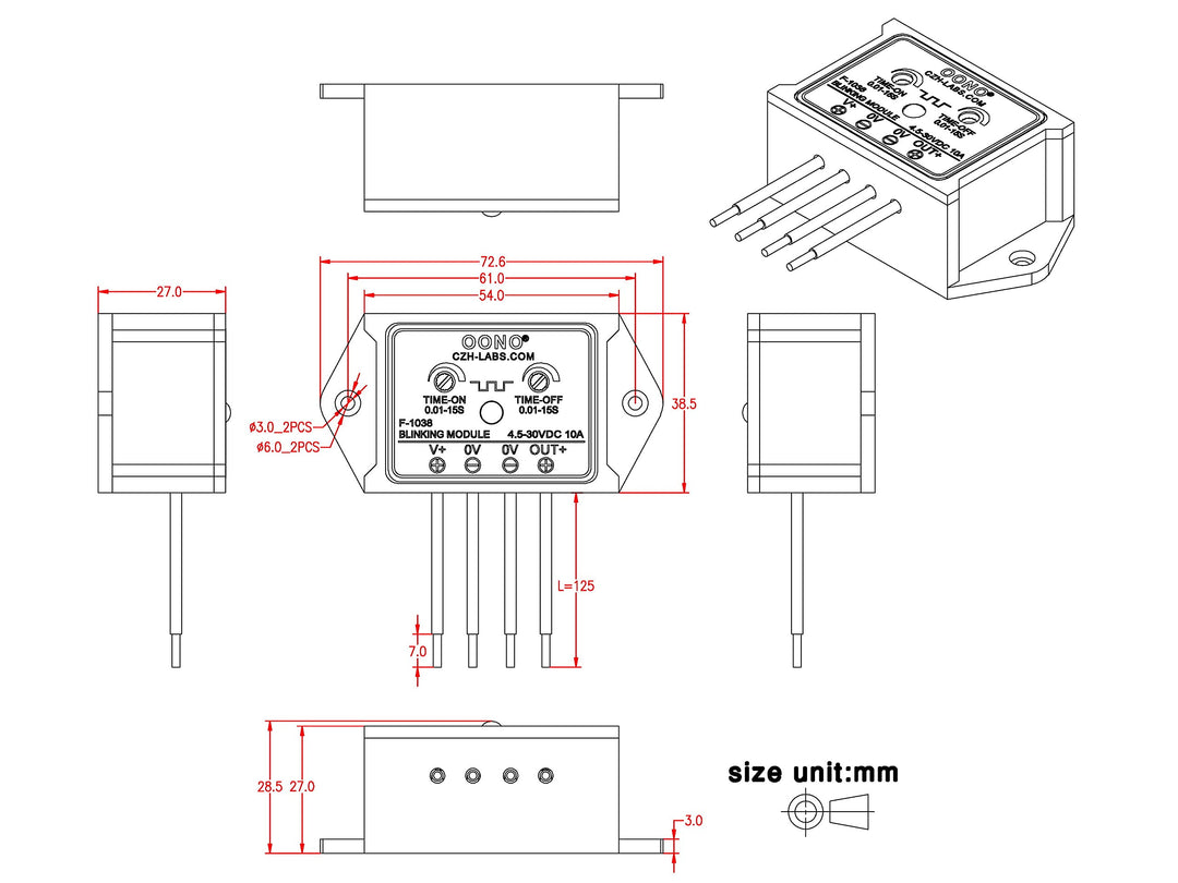DC 4.5-30V 10Amp Blinking Flasher Module, Normally Open