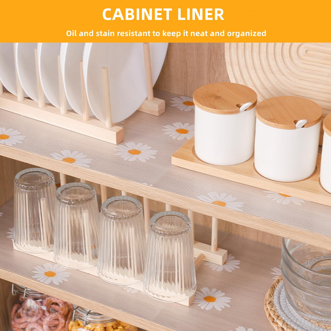 Refrigerator Liners - Waterproof Fridge Liners - Easy to Clean Refrigerator Shelf Liners for Glass Shelves &amp; Drawers - Non-Slip Refrigerator Mats BPA-Free (Daisy, 17.7 x 78.7)