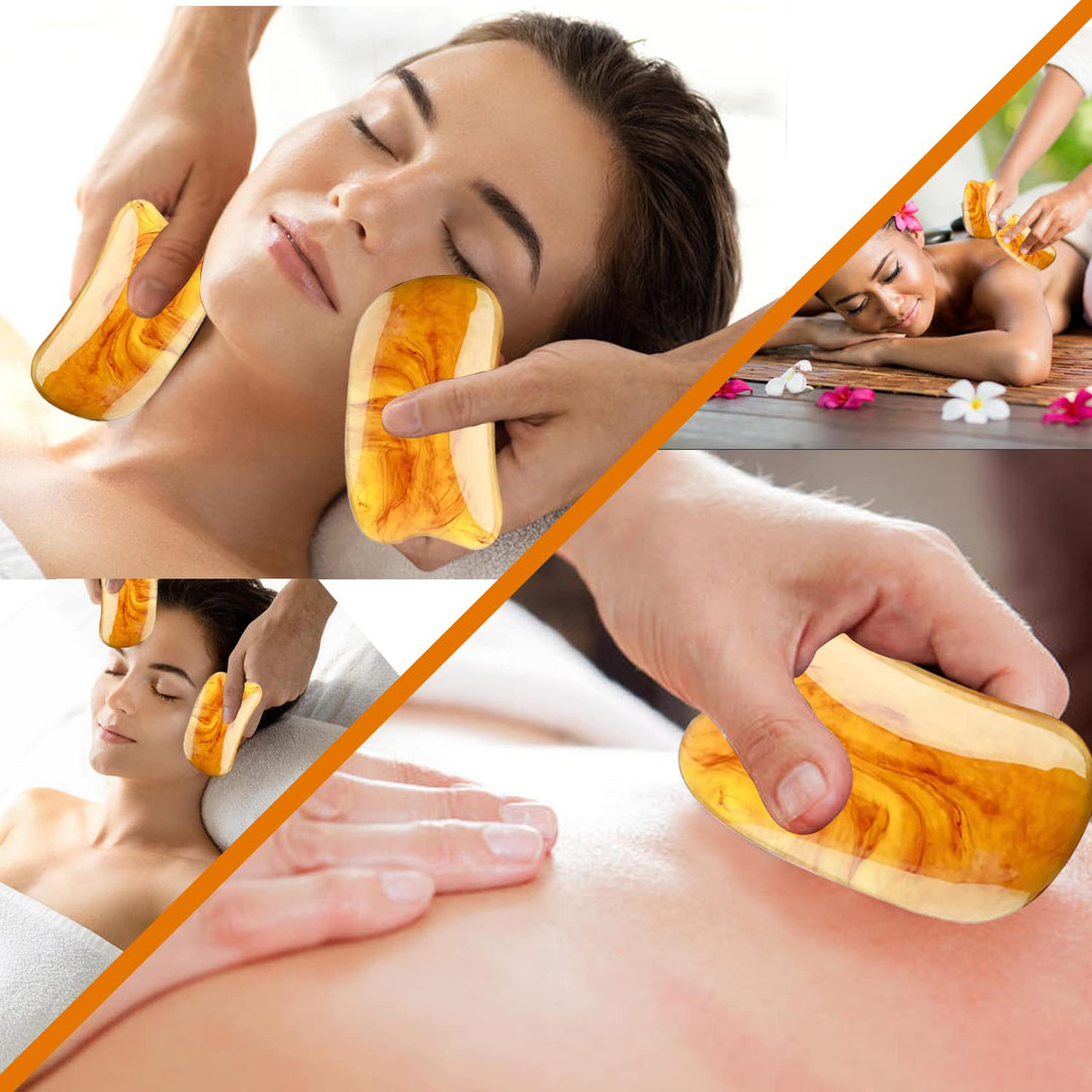 Becommend Gua Sha Massage Facial Tools, Resin Amber Gua