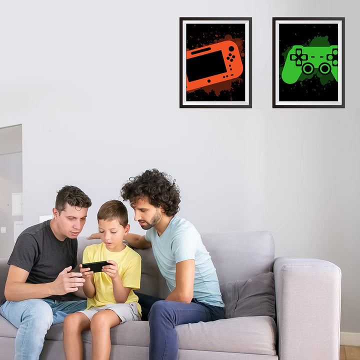 Video Game Decor Set of 4 (8”X 10”), Boys Room Decorations for Bedroom, Gaming Wall Art for Kids Boy Playroom Home Decor, gamer wall art, Teen boy bedroom, No Frames