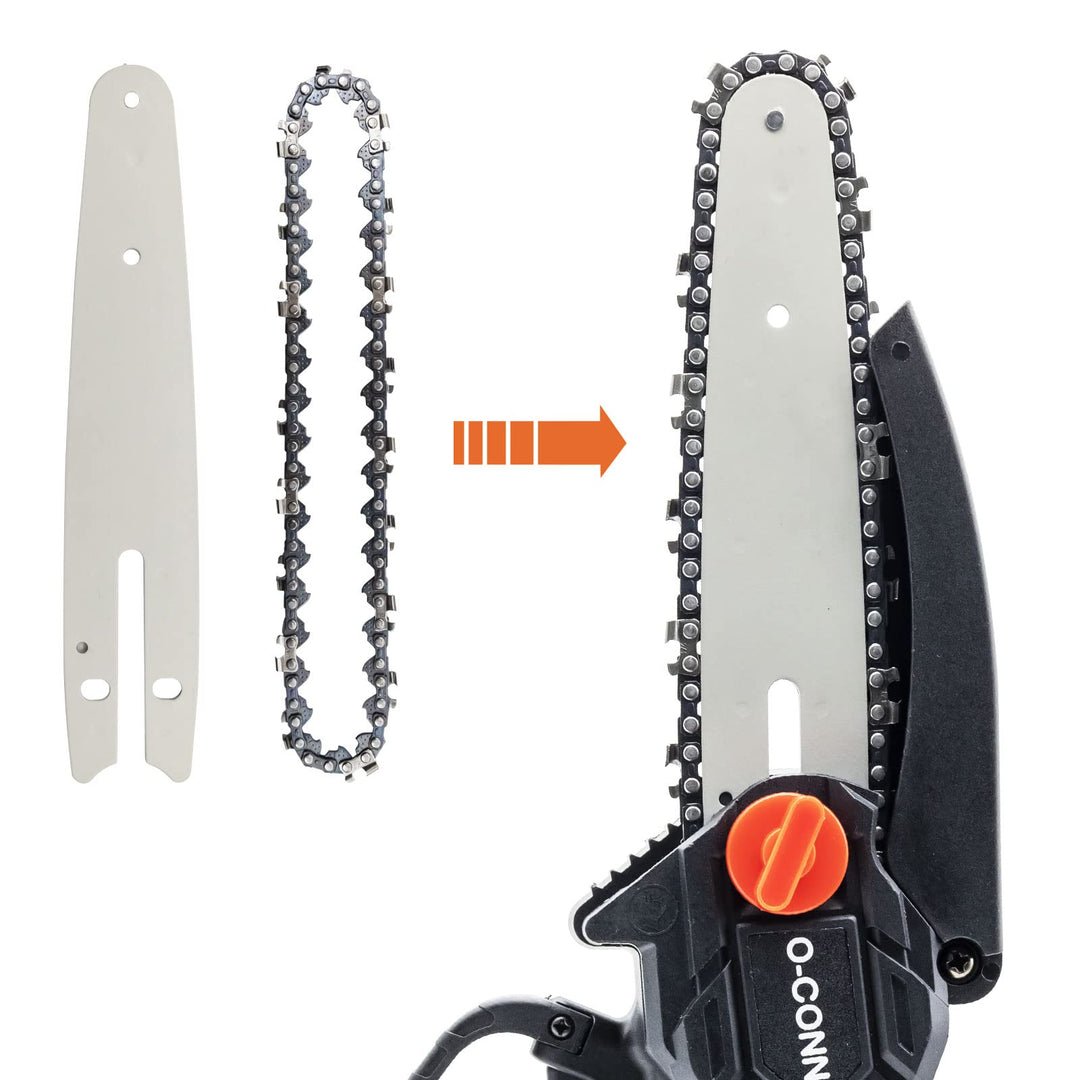 6 Inch Mini Chainsaw Chain and Guide Bar Set, 6-Inch Replacement Saw Chain Bar for 6 Mini Cordless Electric Portable Battery Powered Handheld Chainsaw (1 Chain+1 Bar)