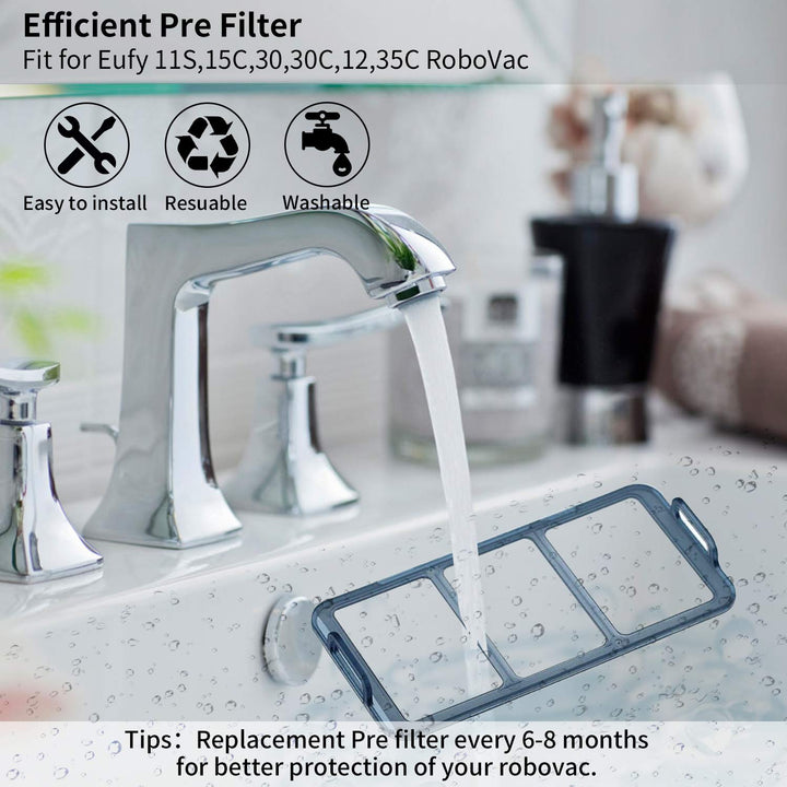 Replacement Parts kit for Eufy RoboVac 11S, RoboVac 30, RoboVac 30C, RoboVac 15C,RoboVac 12, RoboVac 35C, Robot Vacuum cleaner Accessory Kit,6 Filters,6 Side Brushes,1 Main Brush,1 Pre Filter