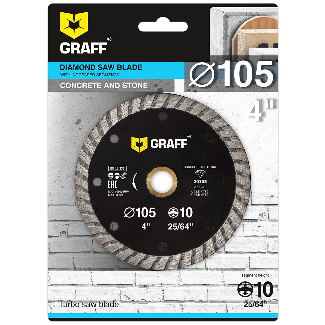 4 Inch Diamond Blade for Angle Grinder - Diamond Cutting Wheel for Cutting Stone, Marble, Granite, Brick, Masonry, Paving Flag, Concrete - Turbo Diamond Saw Blades - 105 mm