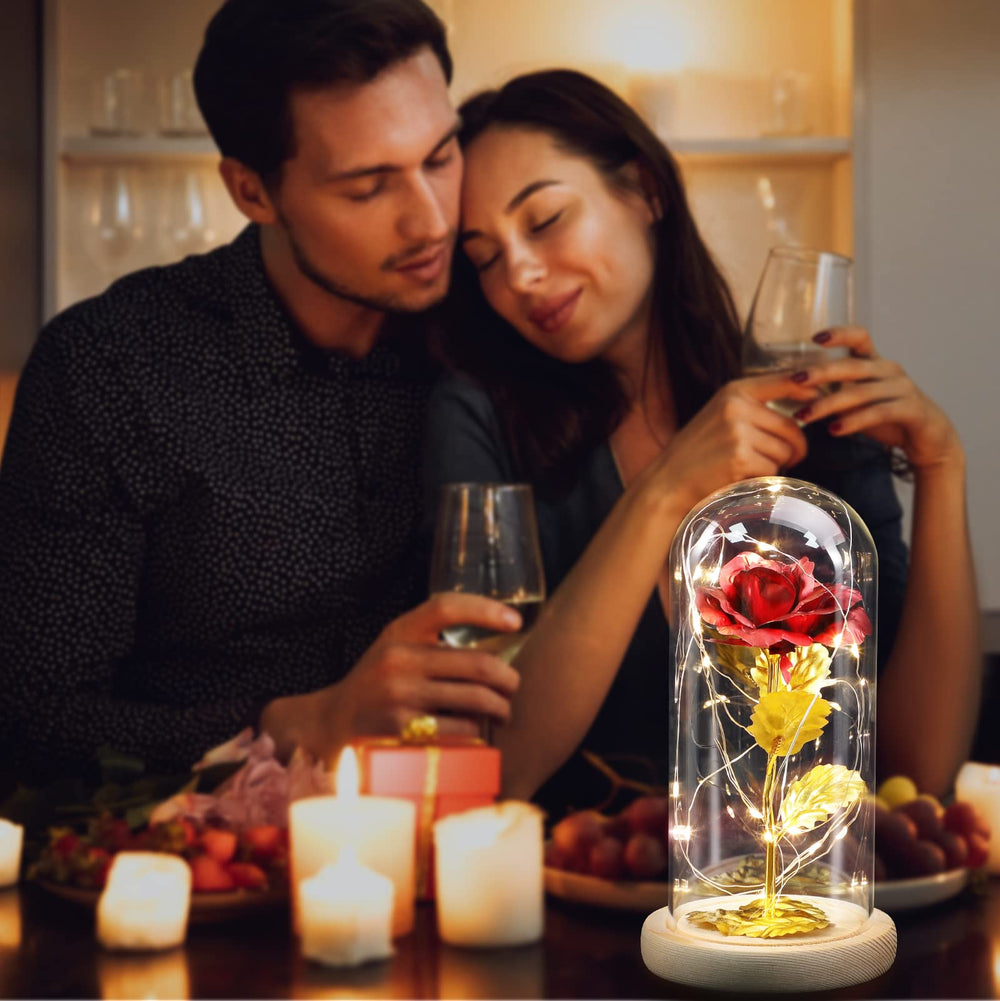 for Women, Birthday Gifts for Women Girlfriend, Colorful Artificial Flower Galaxy Rose in Glass Dome with LED Light for Mom Wife Grandma on Anniversary, hristmas, Valentine's Day