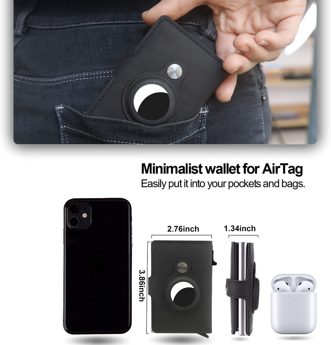 Guidemoh AirTag Wallet for Men,Slim RFID Mens Wallets W