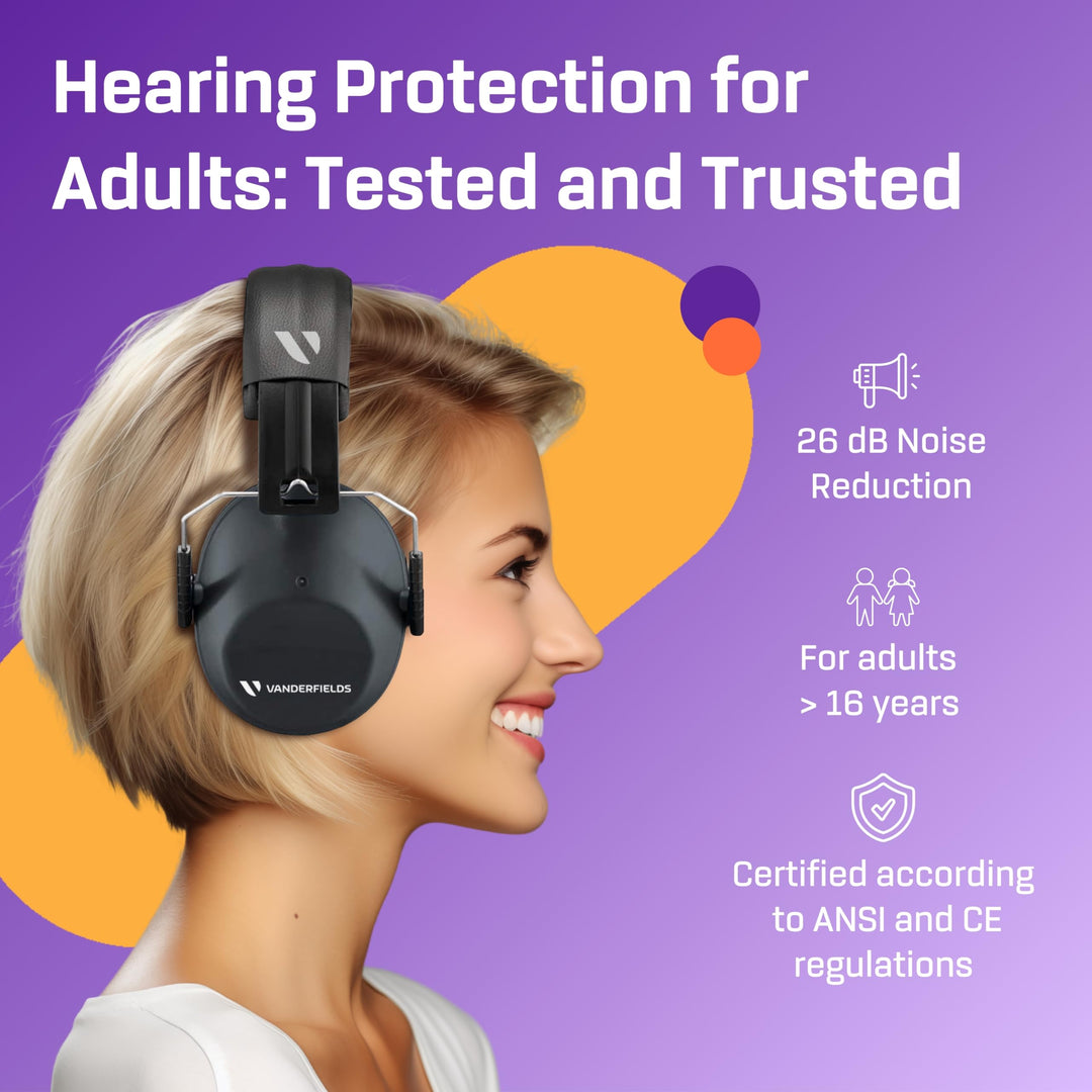 Hearing Protection Ear Muffs for Noise Reduction, 26dB Certified, Noise Cancelling Safety Ear Protection for Shooting, Adult Headphones for Lawn Mowing, DIY, Construction, Woodworking