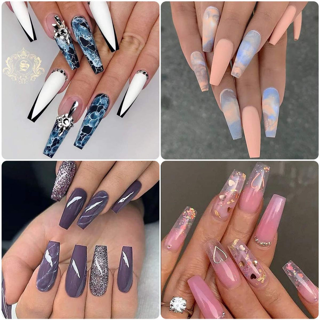 Acrylic Nail Tips French Nail Tips Clear Half Cover Acrylic False Nails 10 Sizes with Case Nail Salons and DIY Nail Art with Nail File, Clipper (1)