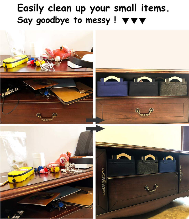 Basket Small Storage Baskets Little Basket Felt Soft Fabric Basket Storage Bins for Books Magazines Newspapers Shelves Storage Basket Collapsible Storage Basket Navy Blue Basket Storage Containers