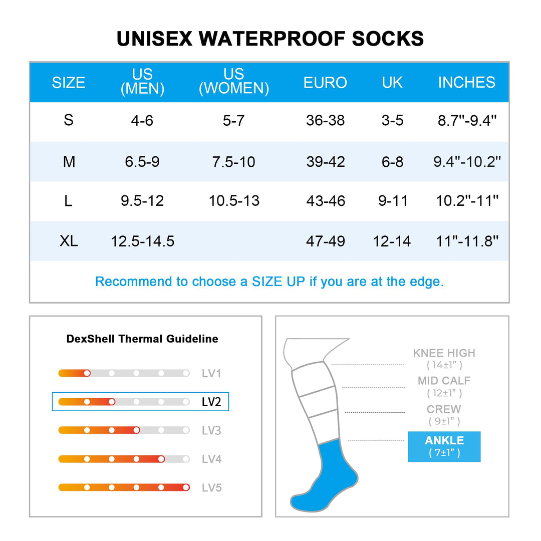 Waterproof Socks for Men and Women, Essential for Hiking, Walking, Outdoor Activities in Cold Wet Weather – Combed Cotton Inners, Unisex MD, Hi-vis Yellow