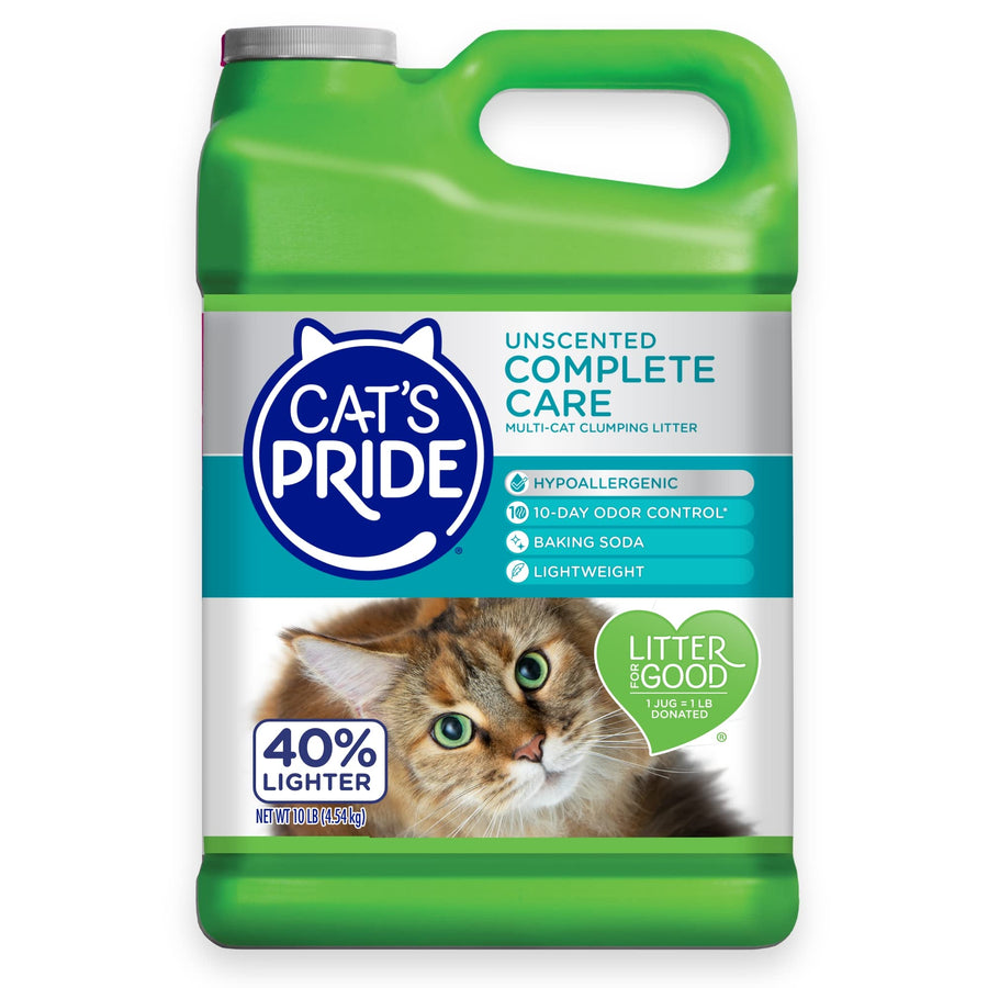 Premium Lightweight Clumping Litter: Complete Care - Up to 10 Days of Powerful Odor Control - Hypoallergenic - Multi-Cat, Unscented, 10 Pounds