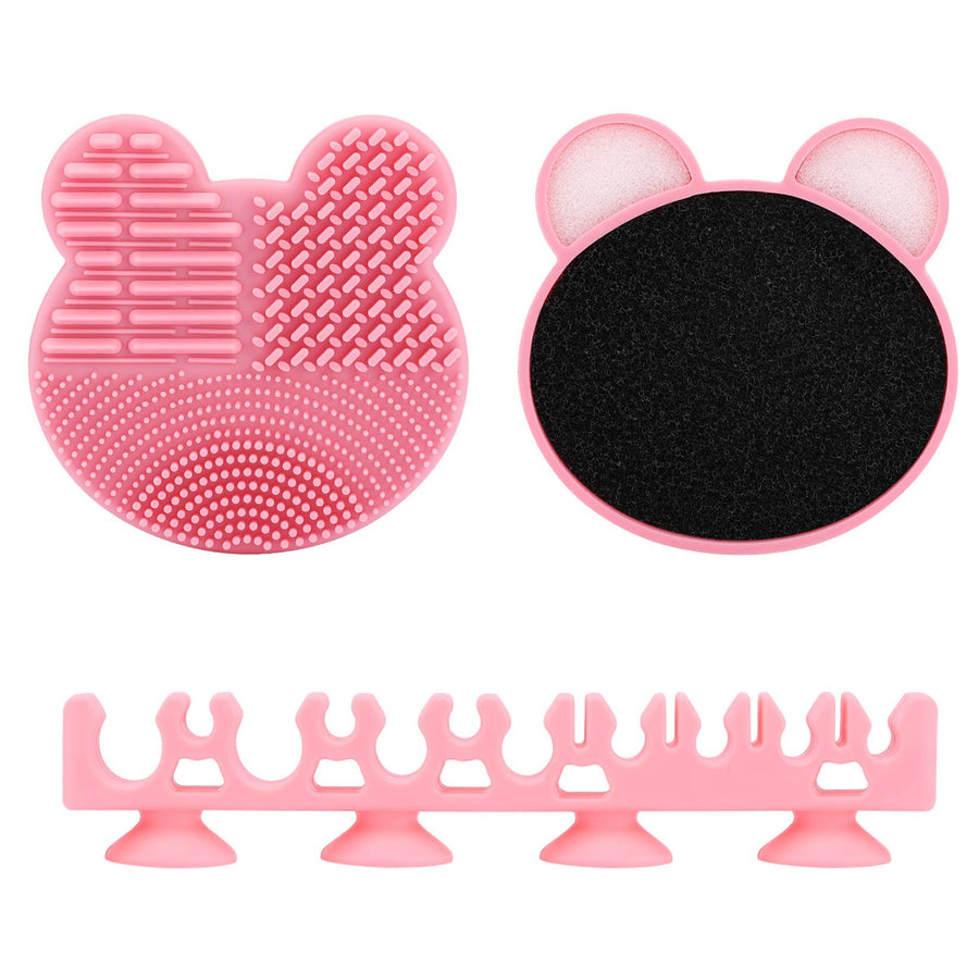 Oneleaf Silicone Makeup Brush Holder&Cleaner Sponge,drying brush &remove color, has Various Sizes Holes for Different Brush, Quick Cleaner Sponge without Water or Chemical Solutions-PINK