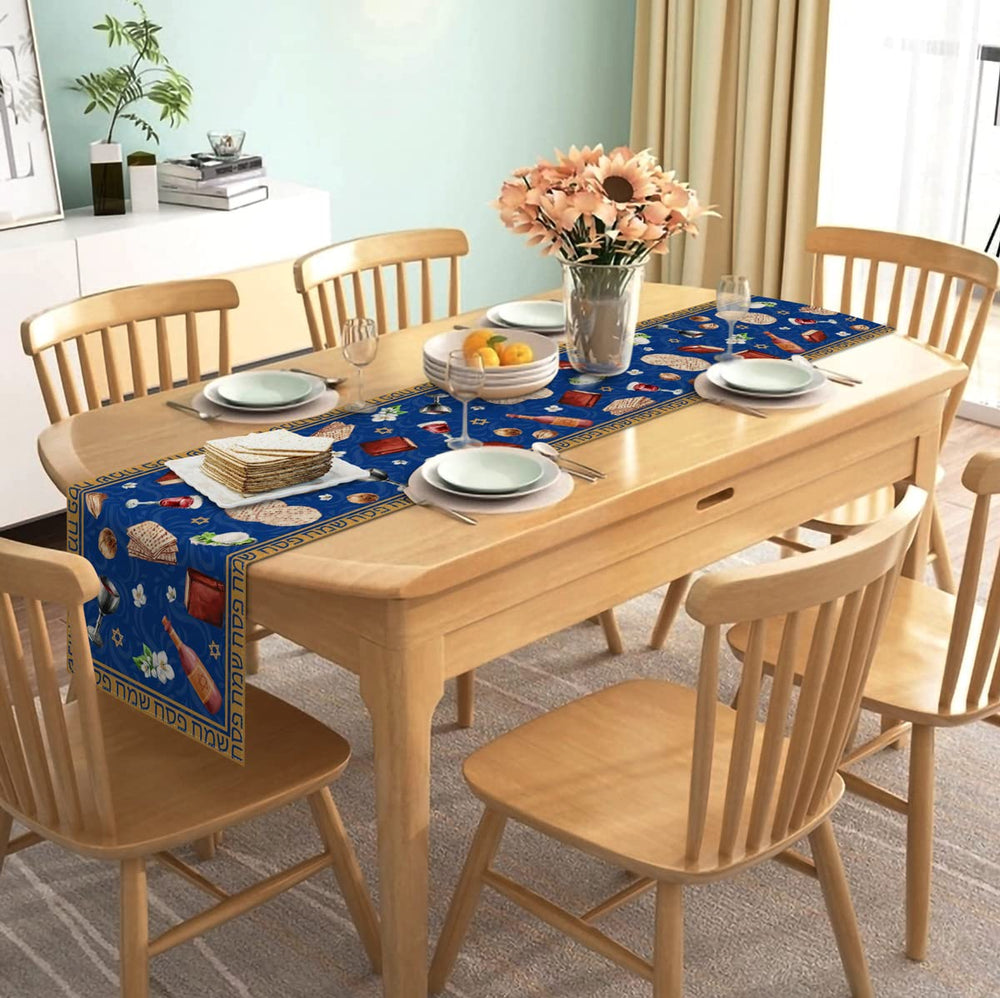 Nepnuser Linen Passover Table Runner Pesach Jewish Sede