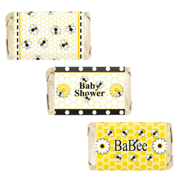 Bumble Bee Baby Shower Miniatures Candy Bar Wrapper Stickers (Set of 54)
