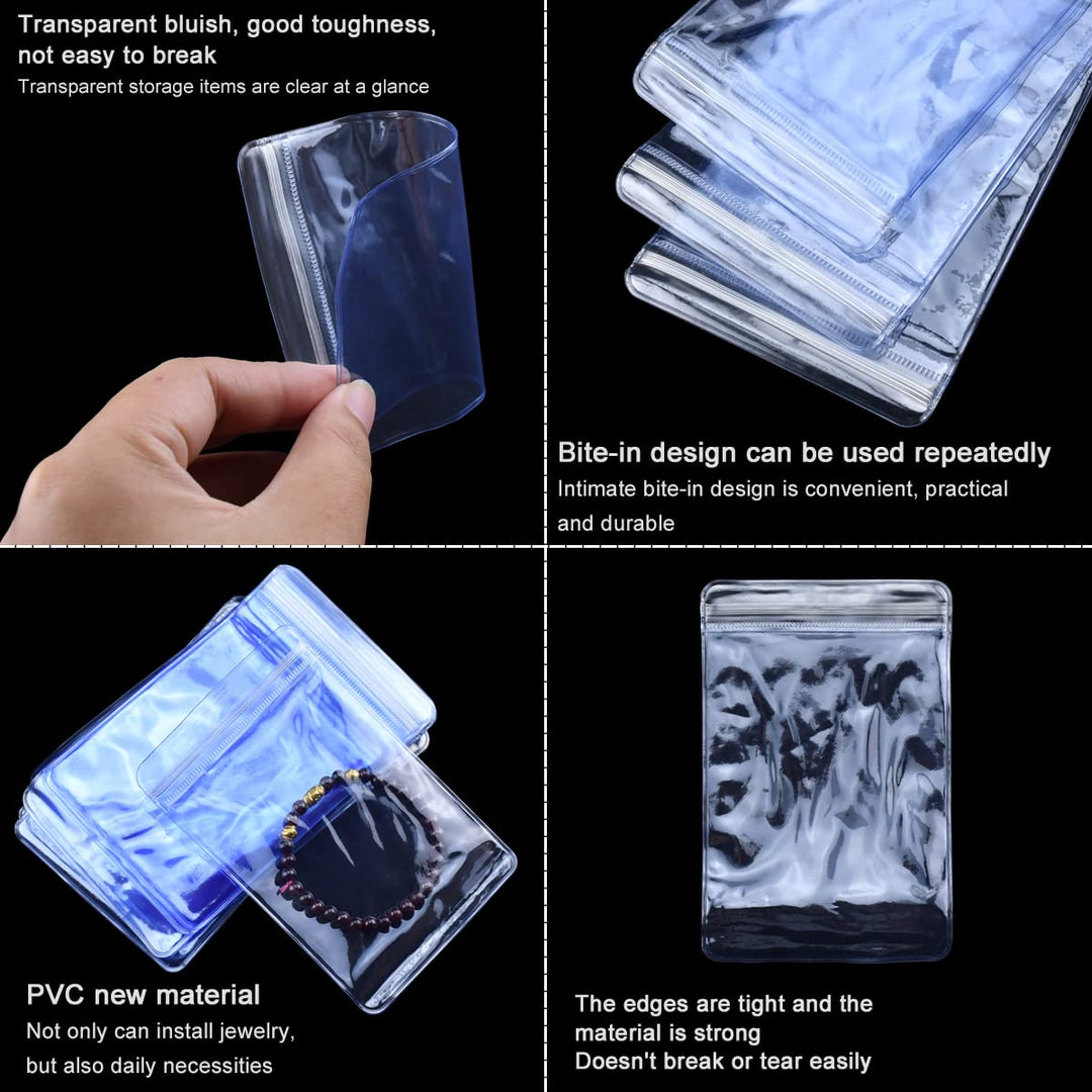 Antitarnish Jewelry Rings Earrings Packing Storage Pouch 100 PCS PVC Clear Jewelry Anti Oxidation Zipper Bags 2 x 2.8 INCH Transparent Jewellery Pouch Thick Airtight Storage Sack