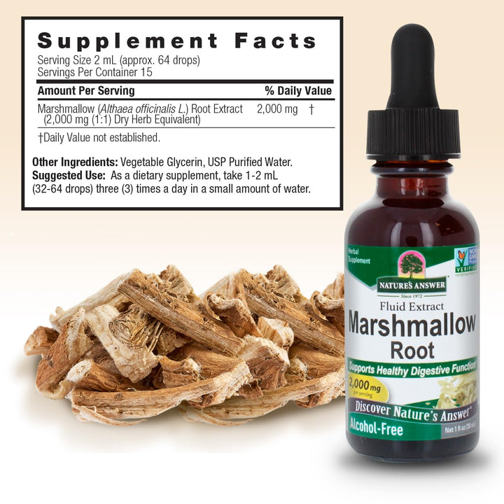 Nature&#39;s Answer Alcohol-Free Marshmallow Root Extract, 1-Fluid Ounce | Digestive Support