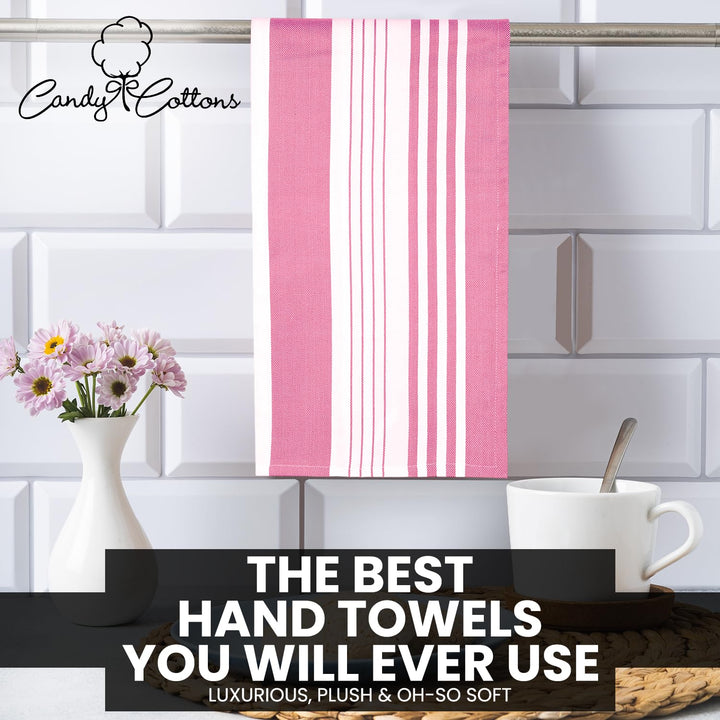 Stripe Kitchen Towels Decor Mordern Design Centreband Dish Towels Boho Stripe Absorbent Festive Gift Set of 6 Pantry Reusable Kitchen Dish Towel|Easter Spring Decor 18x28 in |Pink